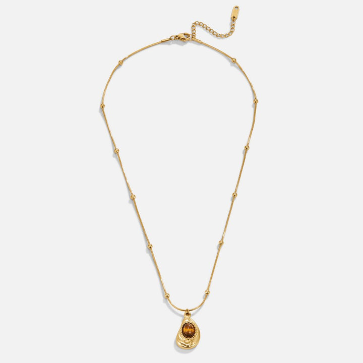 Elegant Gold Necklace with Tiger Eye Stone