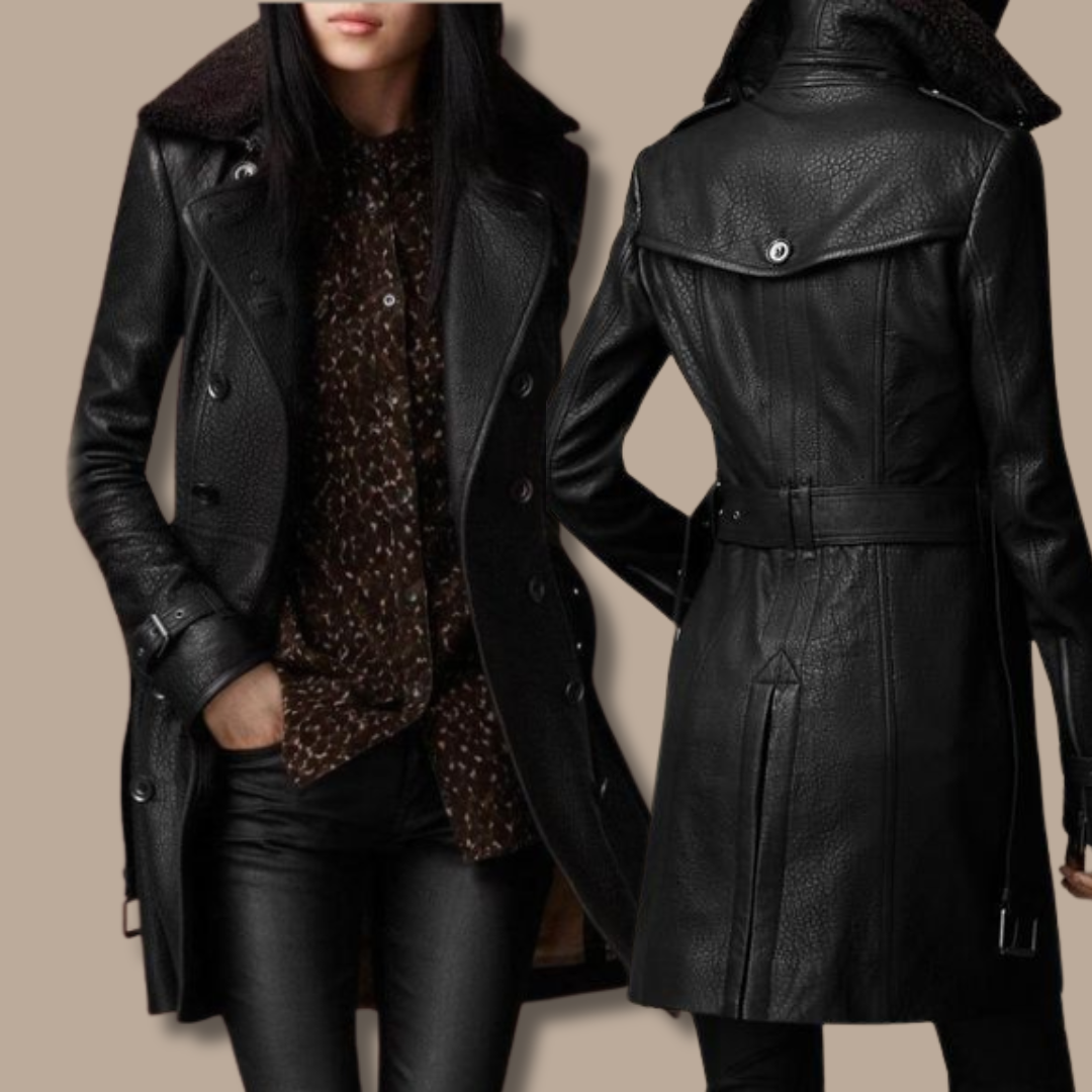 Adriana™ | Timeless Black Trench Coat